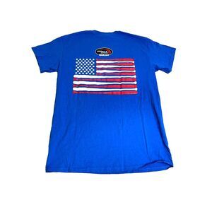 Fayetteville Woodpeckers Shirt Womens Medium Blue MiLB Baseball USA Flag‎ Ladies